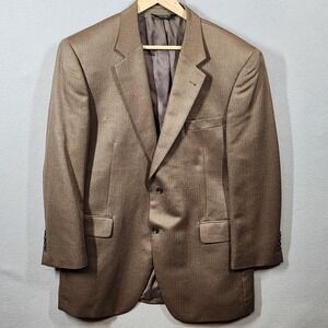 Jos A Bank Blazer Mens 43R Brown Herringbone Camel Hair Silk Blend Signature